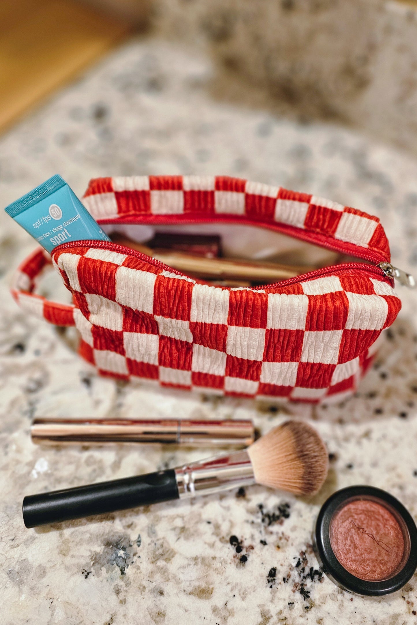 Checkered Cosmetic Bag