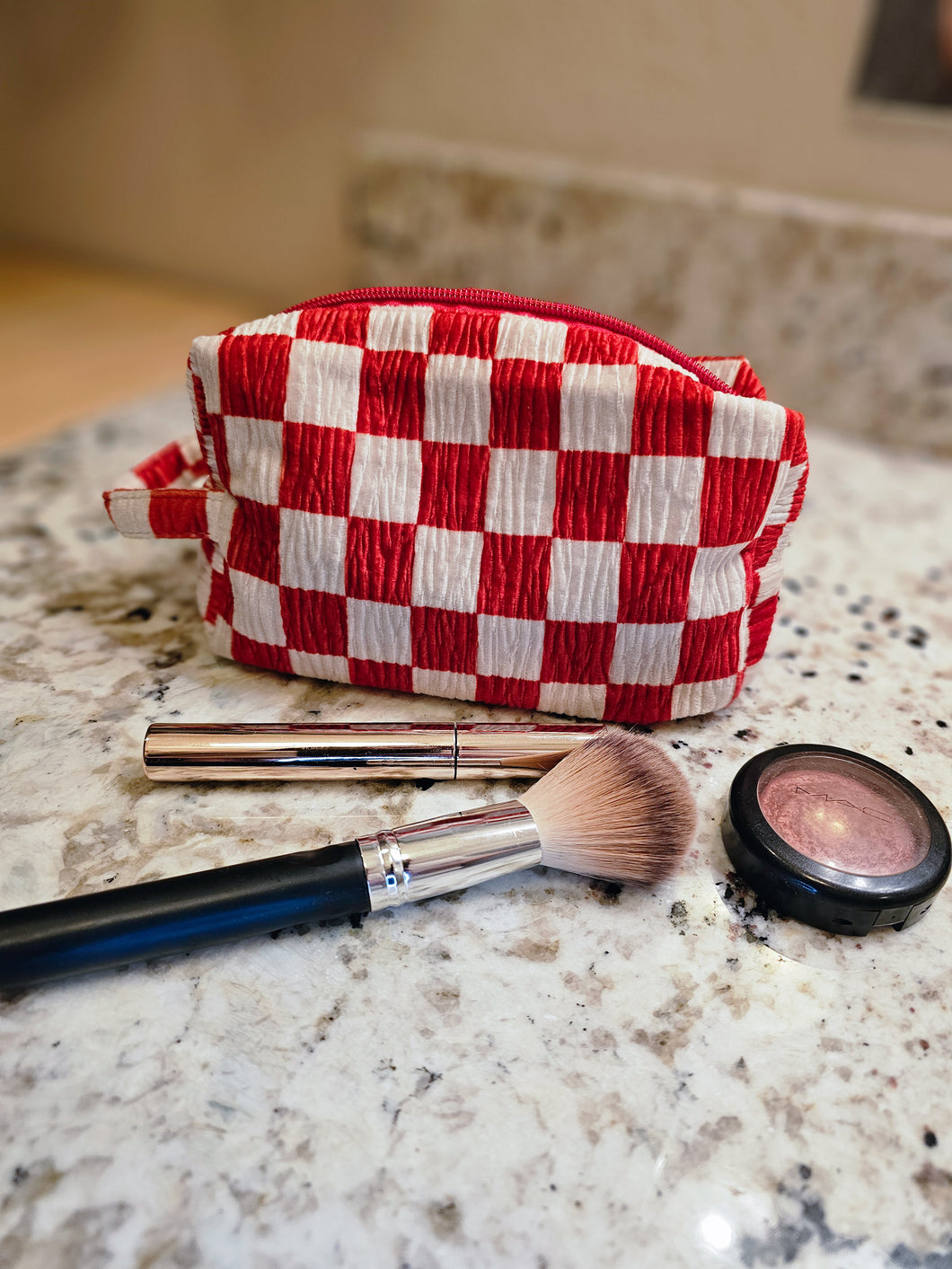 Checkered Cosmetic Bag