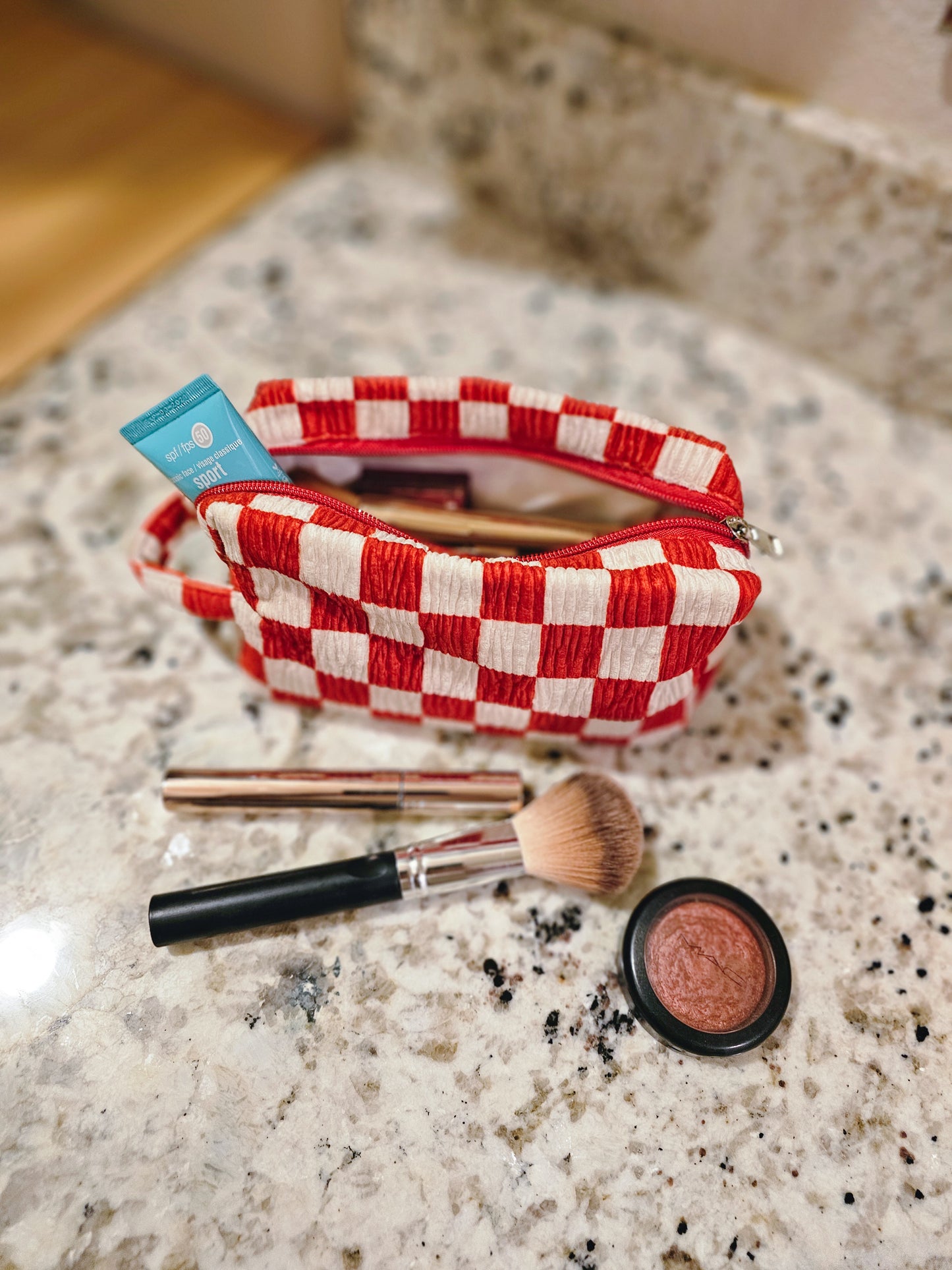 Checkered Cosmetic Bag