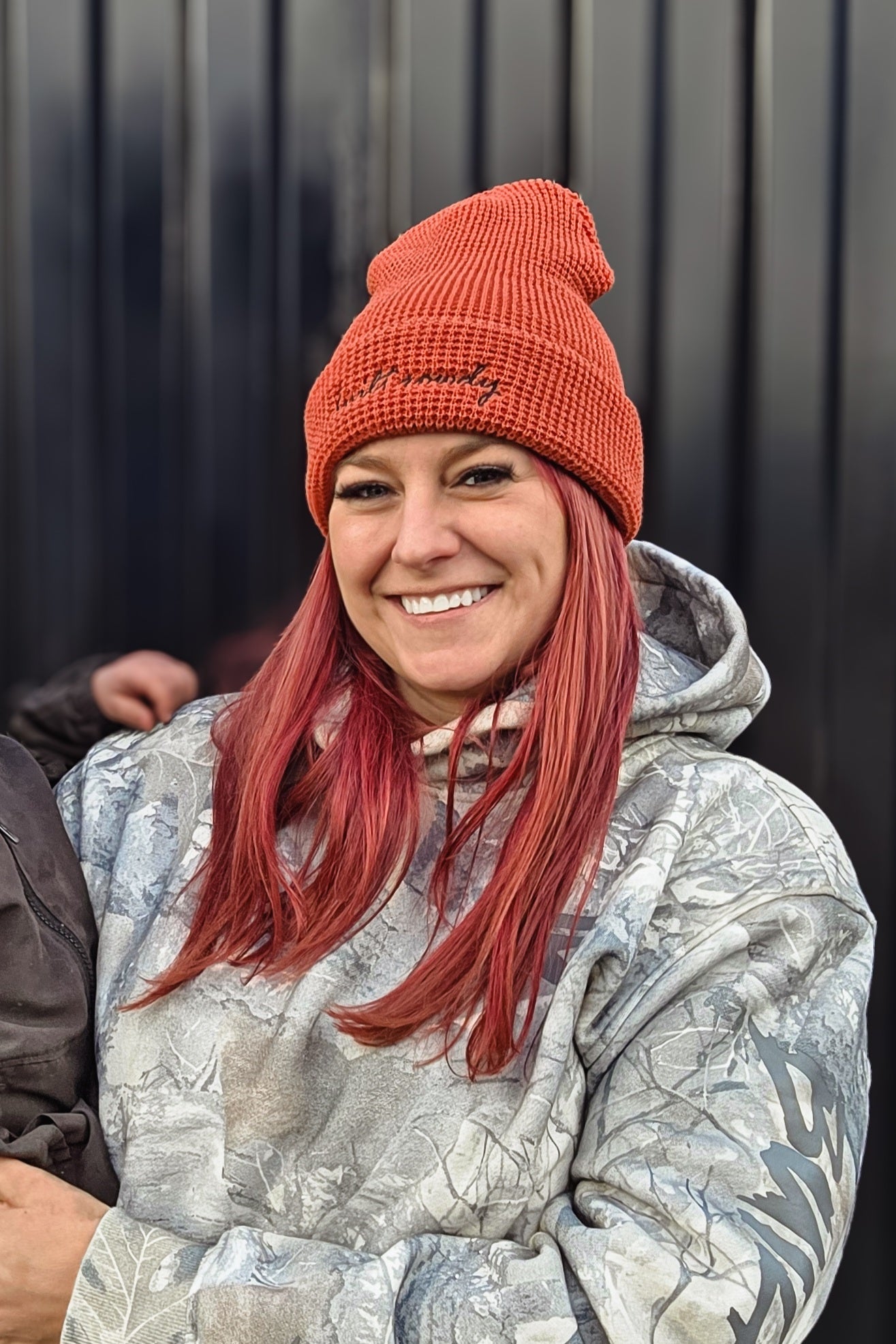 Cursive Waffle Beanie - Rust